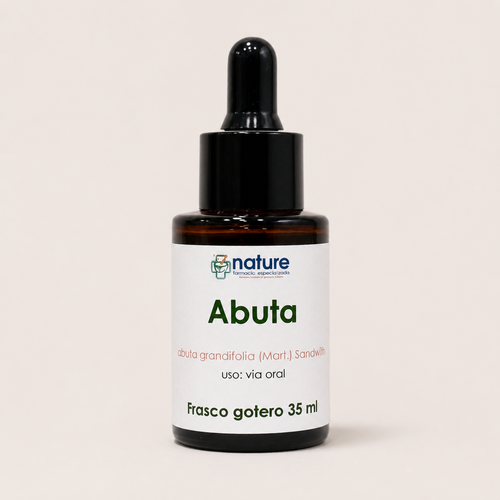 Abuta gotas — el envase sobre fondo claro