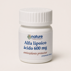 Alfa lipoico ácido 600 mg — el envase sobre fondo claro