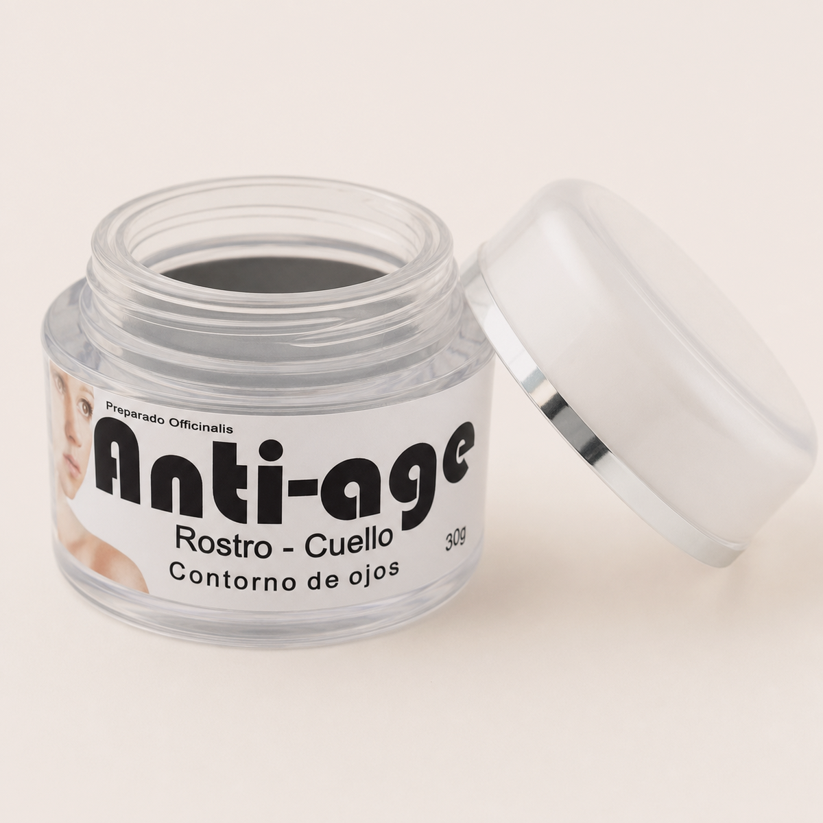 Anti-age — el envase abierto, con la tapa al costado
