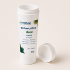 Antimicótico Dual – Crema — el envase abierto, con la tapa al costado