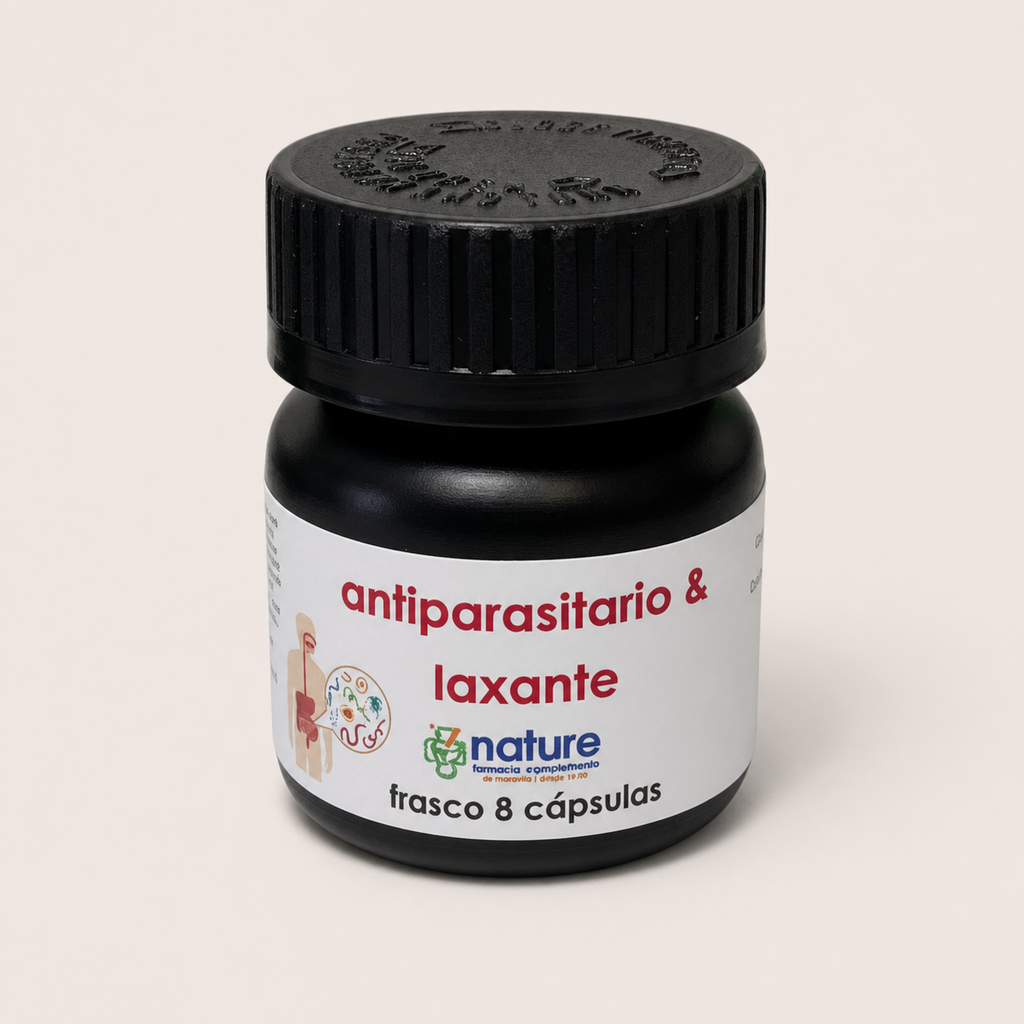 Antiparasitario/Laxante — el envase sobre fondo claro