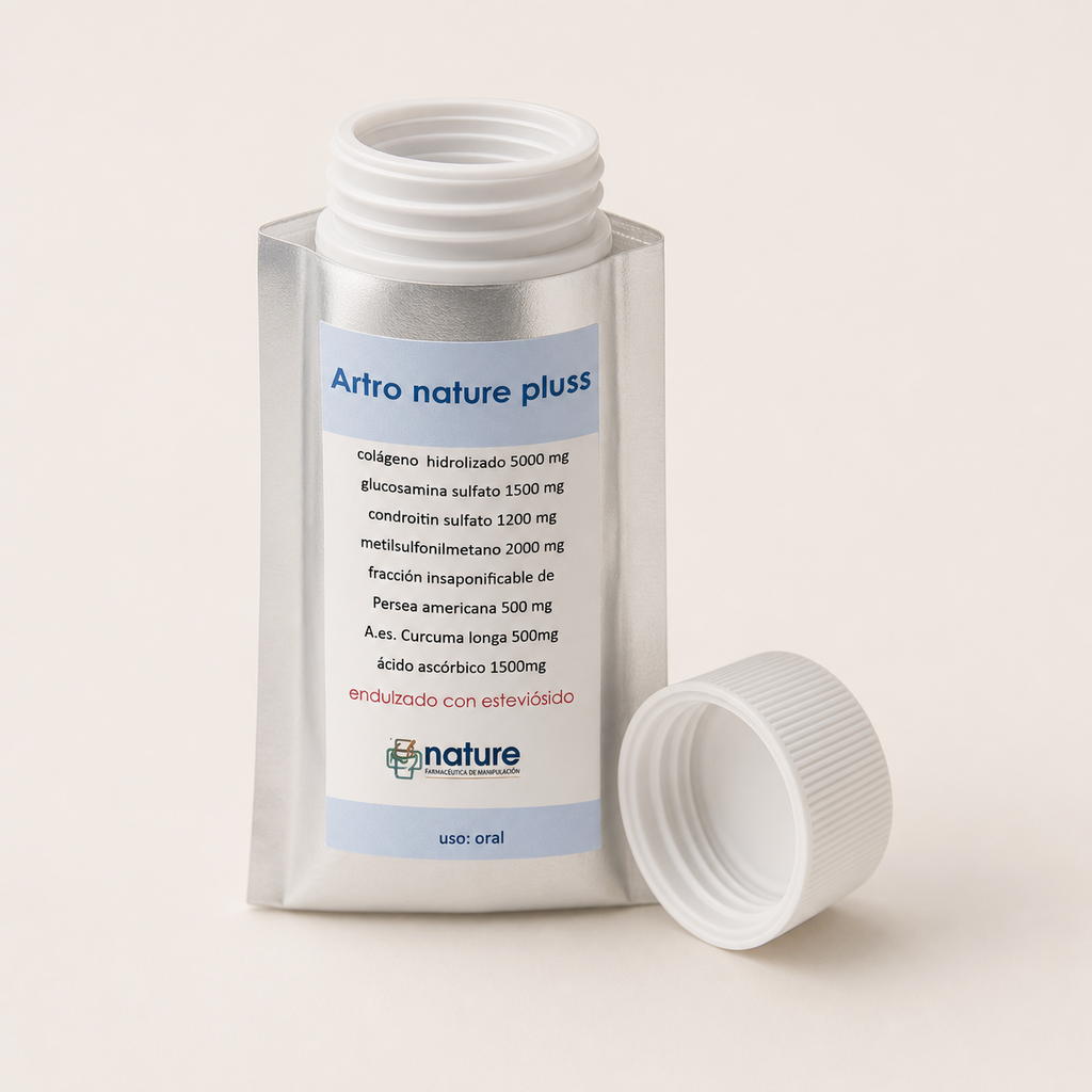 Artronature Plus – Sachet de uso oral — el envase abierto, con la tapa al costado