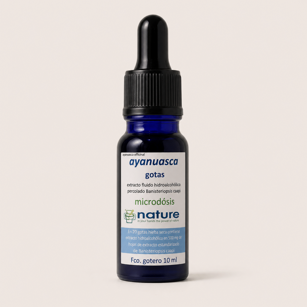 Ayahuasca gotas Fco.10ml — el envase sobre fondo claro