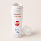 Body Gel Reductor — el envase abierto, con la tapa al costado