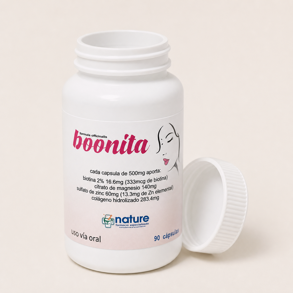 Boonita — el envase abierto, con la tapa al costado