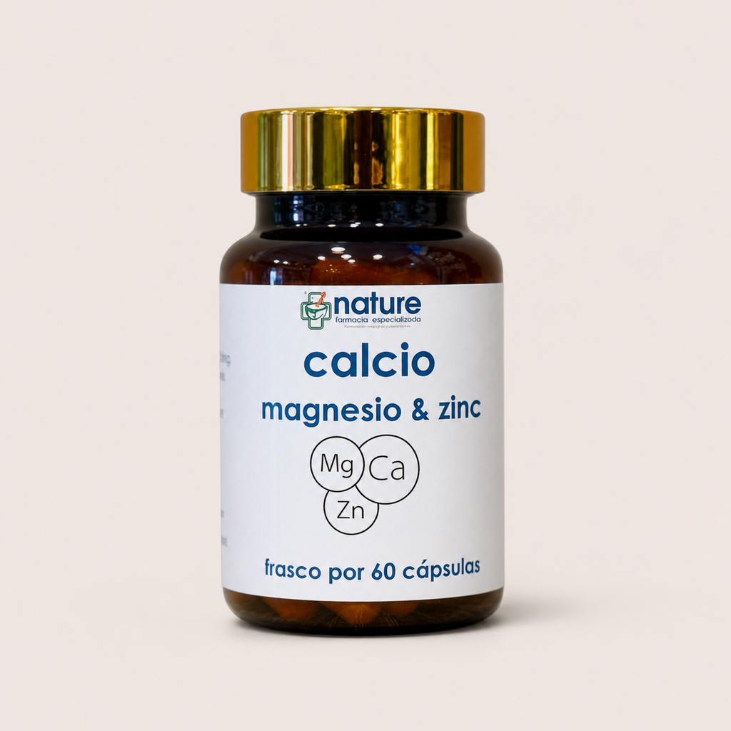 Calcio Magnesio Zinc — el envase sobre fondo claro