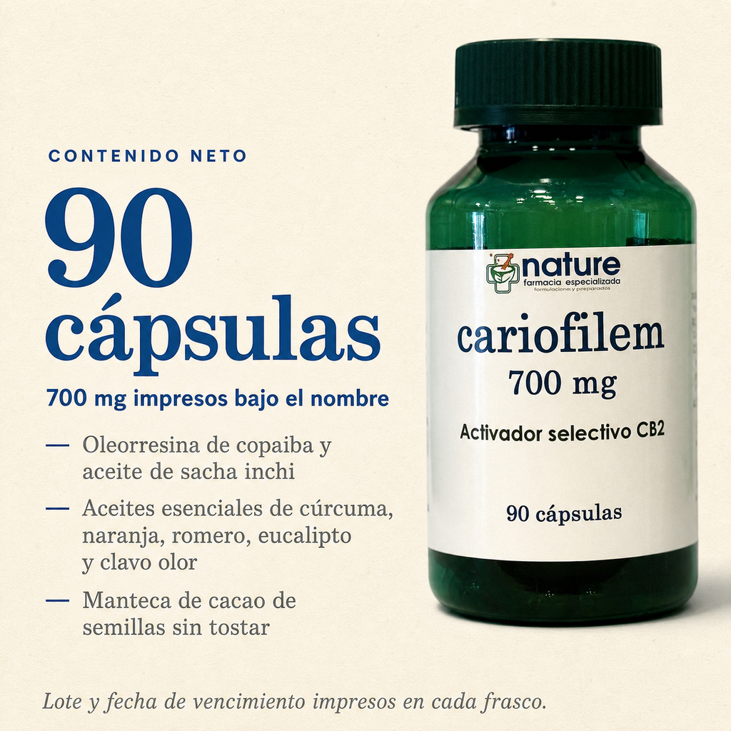 Cariofilem 700 mg — 90 cápsulas por frasco