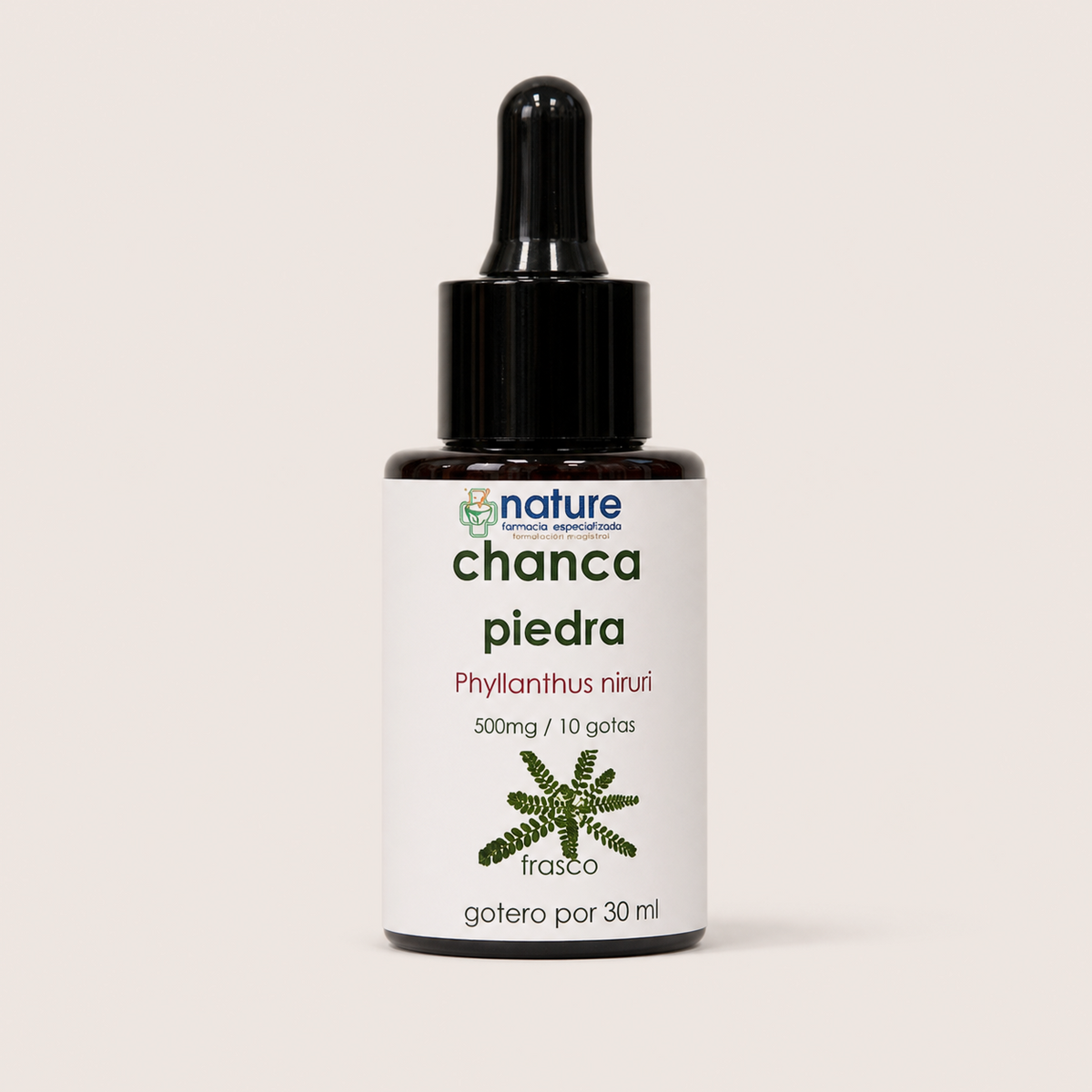 Chancapiedra gotas Fco.30ml — el envase sobre fondo claro