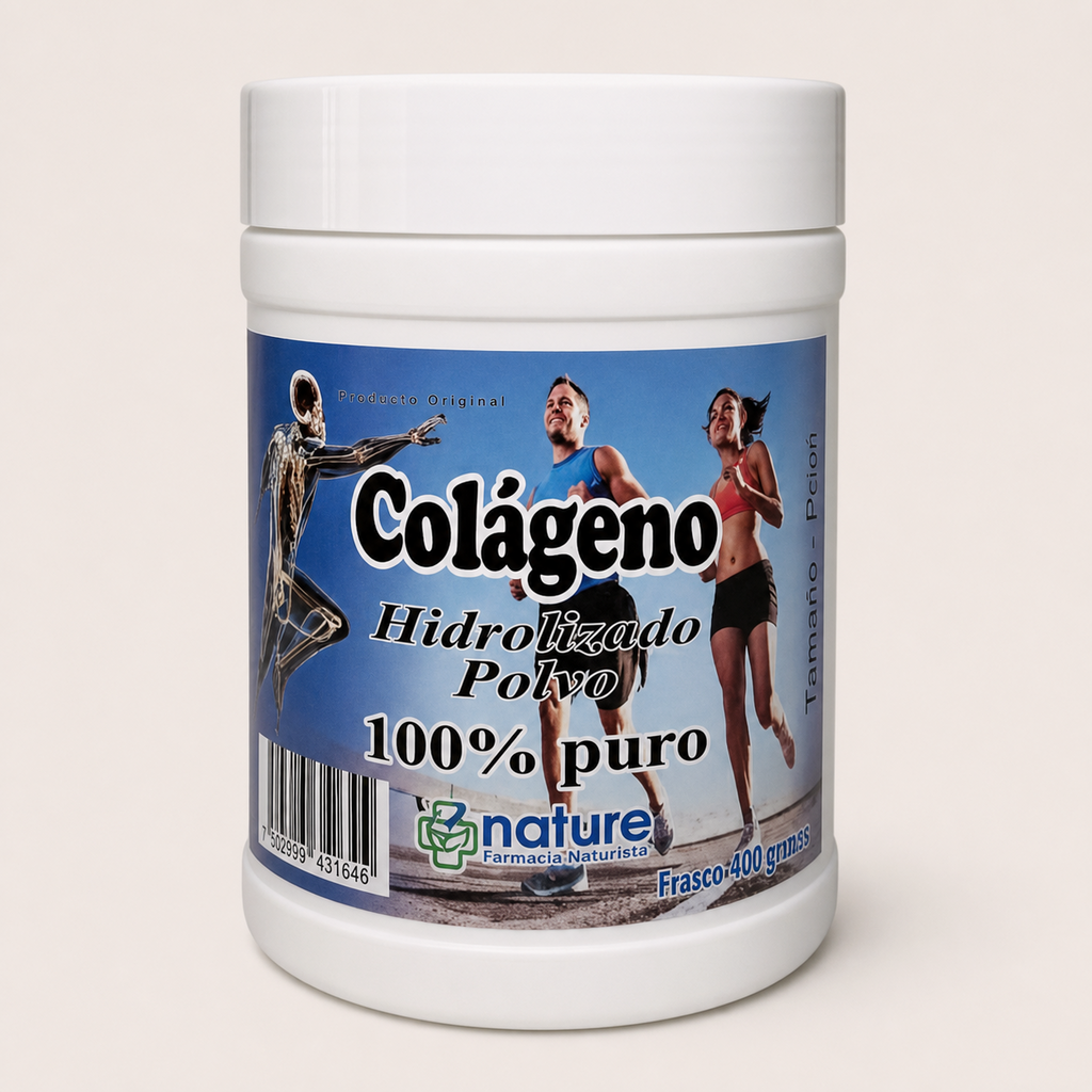 Colágeno hidrolizado en polvo — el envase sobre fondo claro