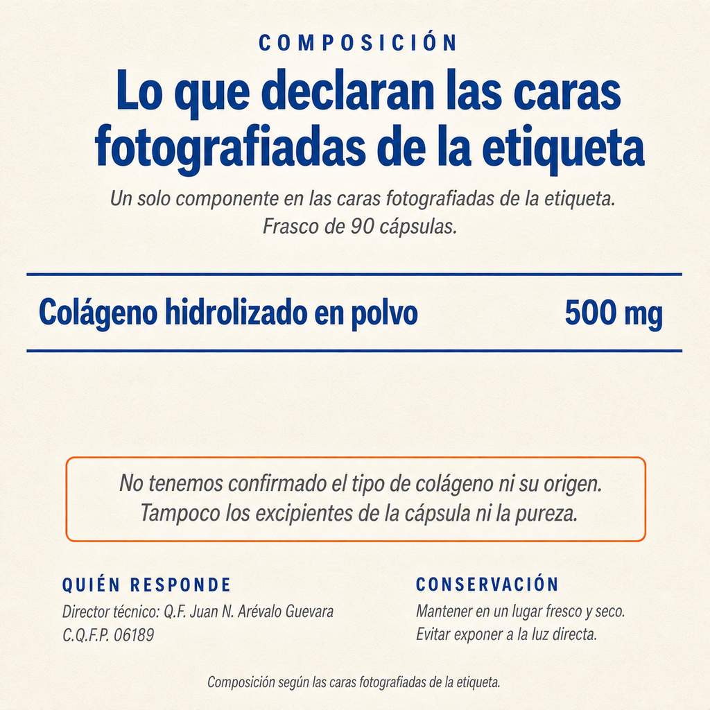 Collagem — composición: un solo componente en las caras fotografiadas de la etiqueta, 500 mg