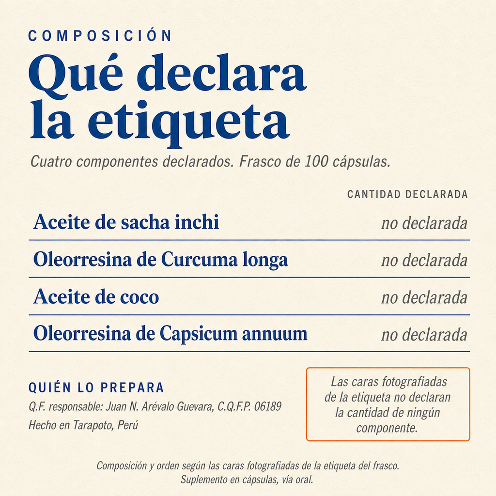 Curcumina & Omega3 forte — composición: cuatro componentes declarados en la etiqueta
