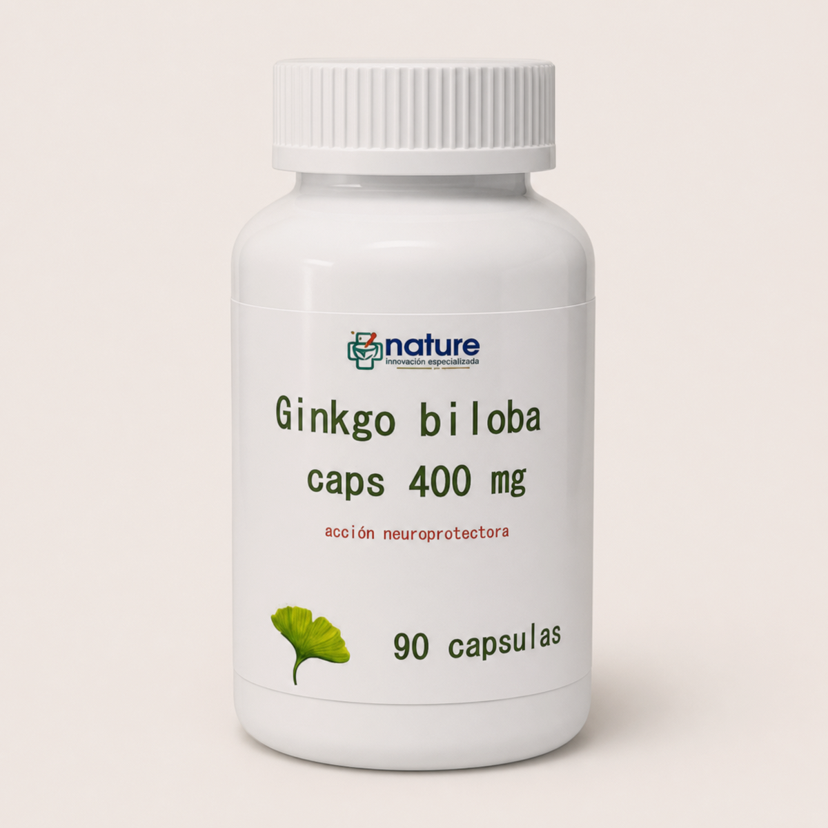 Ginkgo Biloba Caps — el envase sobre fondo claro