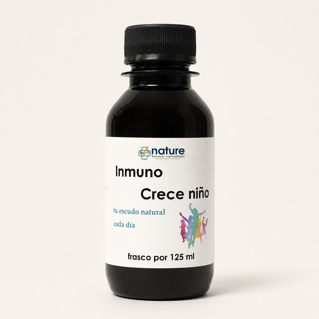 Inmuno Crece Niño — frasco por 125 ml sobre fondo neutro claro