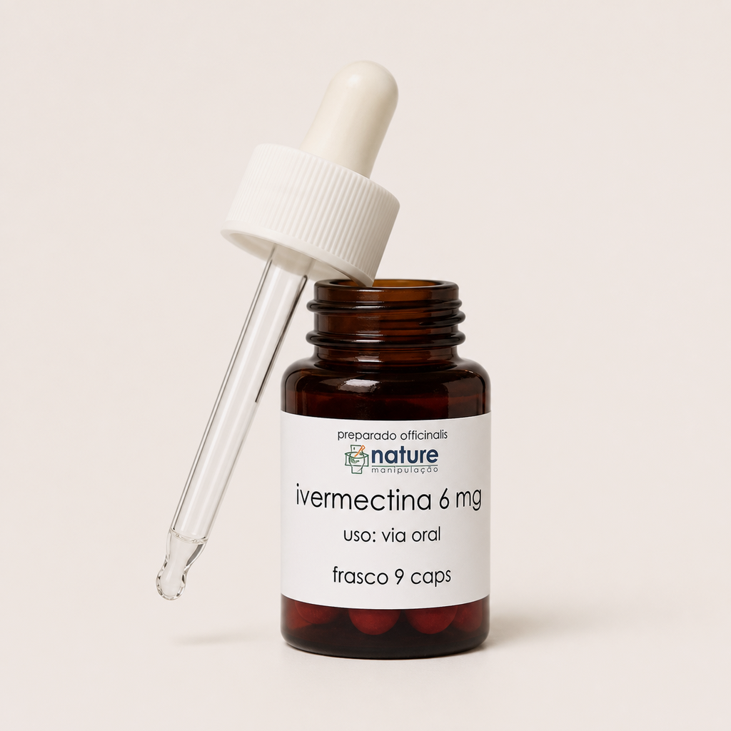 Ivermectina – 6 mg/mL + aceite de naranja — el envase abierto, con el gotero apoyado