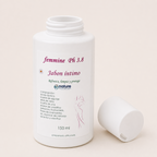 Jabón Íntimo Femmine pH 3.5 — el envase abierto, con la tapa al costado