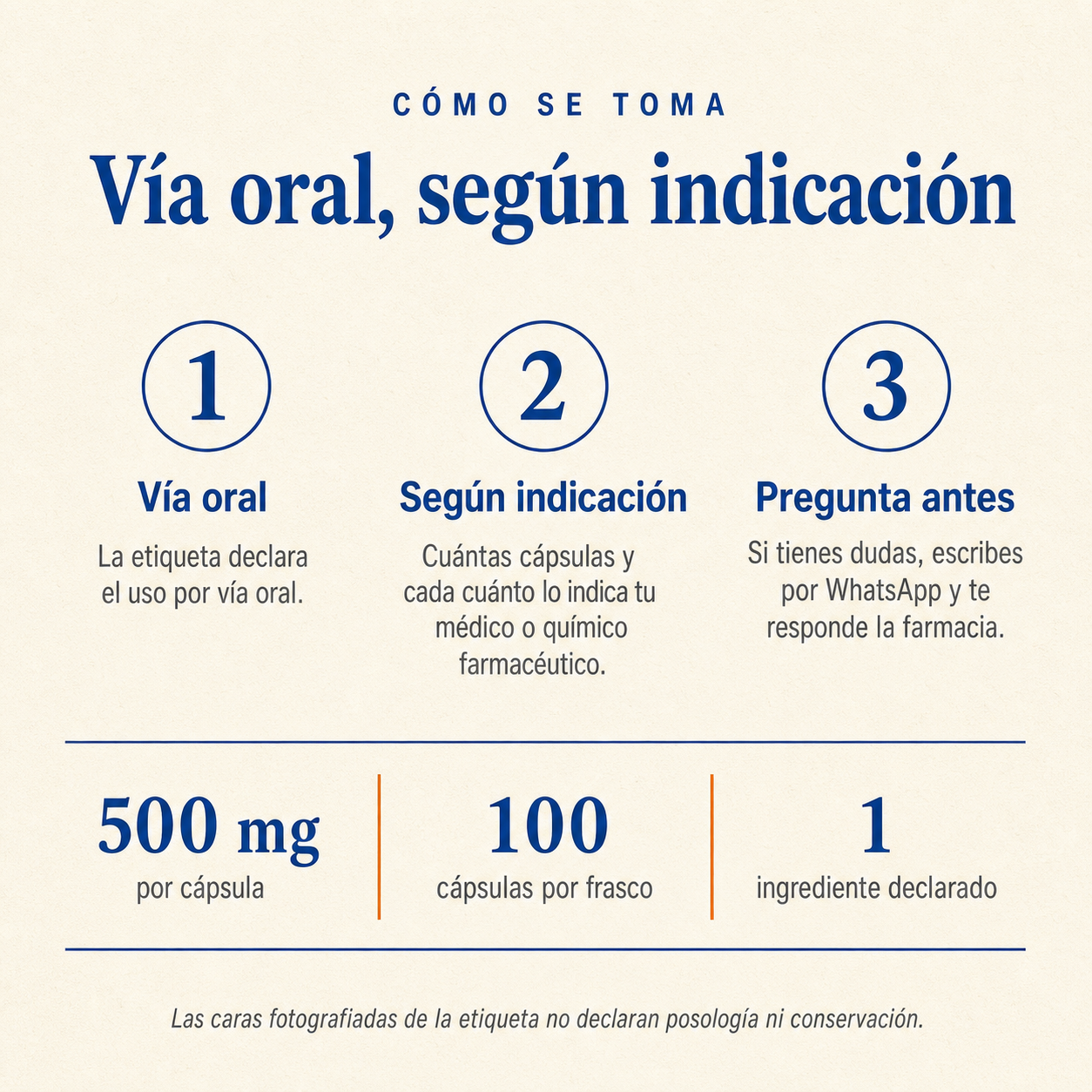 Jergón sacha 500 mg — cómo se toma: vía oral, según indicación