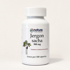Jergón sacha 500 mg — frasco por 100 cápsulas, sobre fondo blanco