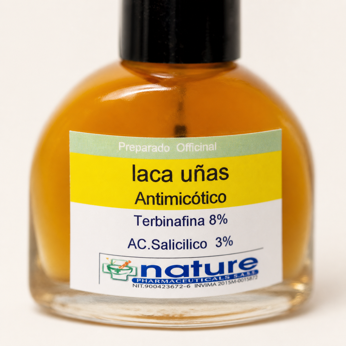 Laca de Uñas Antimicótico — detalle de la etiqueta