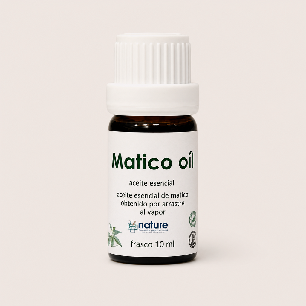 Matico Oil – Aceite esencial de Piper aduncum — el envase sobre fondo claro