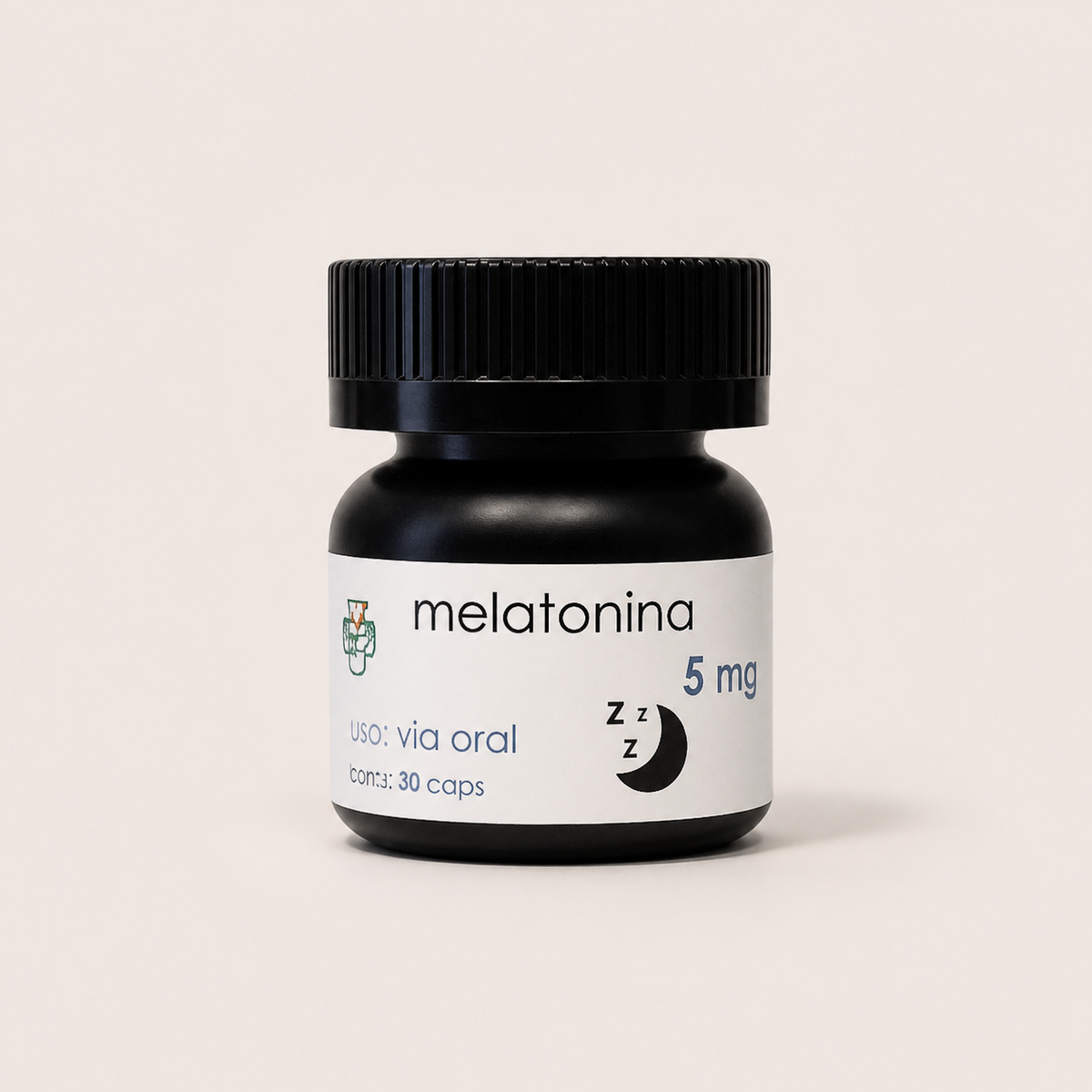Melatonina – 5 mg — el envase sobre fondo claro