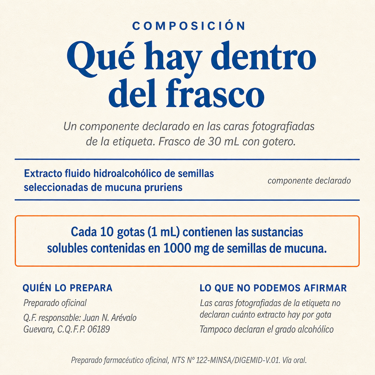 Mucuna Up — composición: un componente declarado en 30 mL
