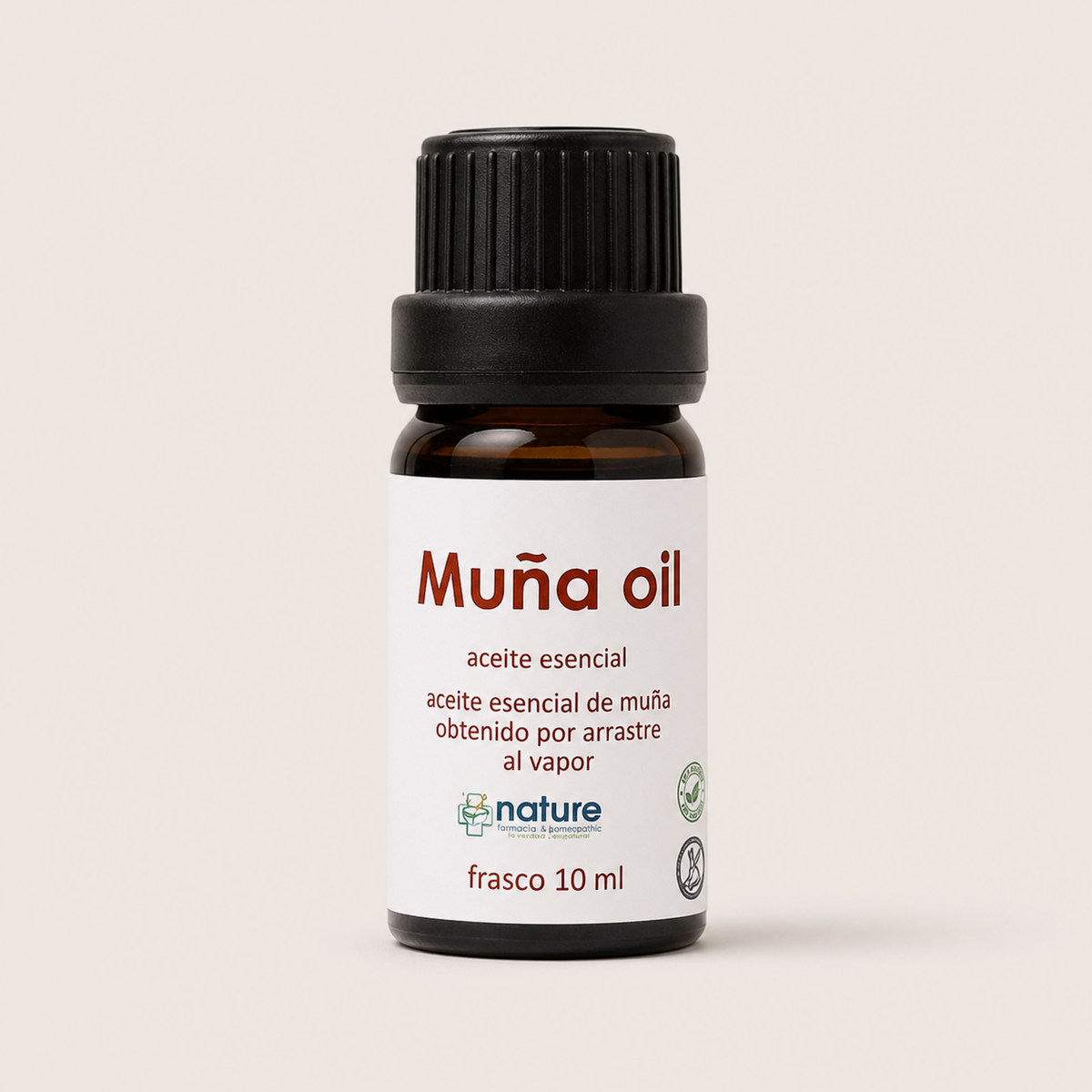 Muña Oil – Aceite esencial de Minthostachys mollis — el envase sobre fondo claro