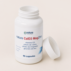 Nature CalD3 (calcio + vitamina D3) — el envase abierto, con la tapa al costado