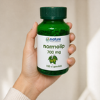 Normolip — el envase sostenido en una mano, para ver su tamaño real