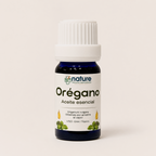 Orégano – Aceite esencial de Origanum vulgare — el envase sobre fondo claro
