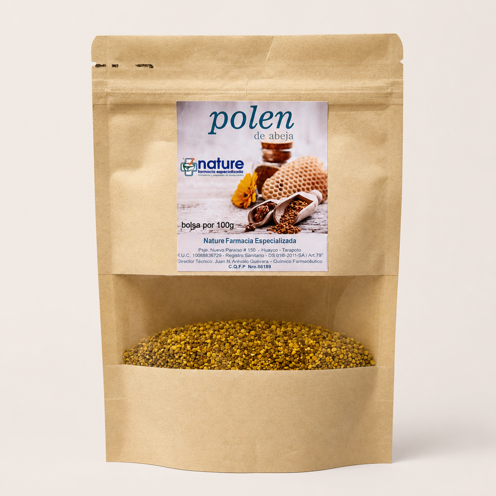 Polen de abeja — el envase sobre fondo claro