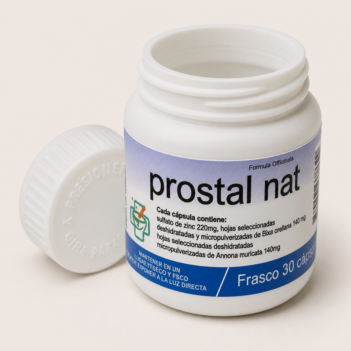 Prostal Nat — el envase abierto, con la tapa al costado