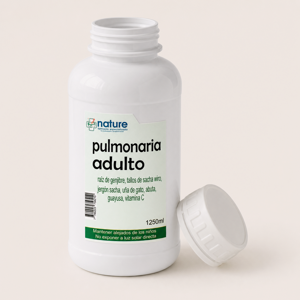 Pulmonaria adulto — el envase abierto, con la tapa al costado