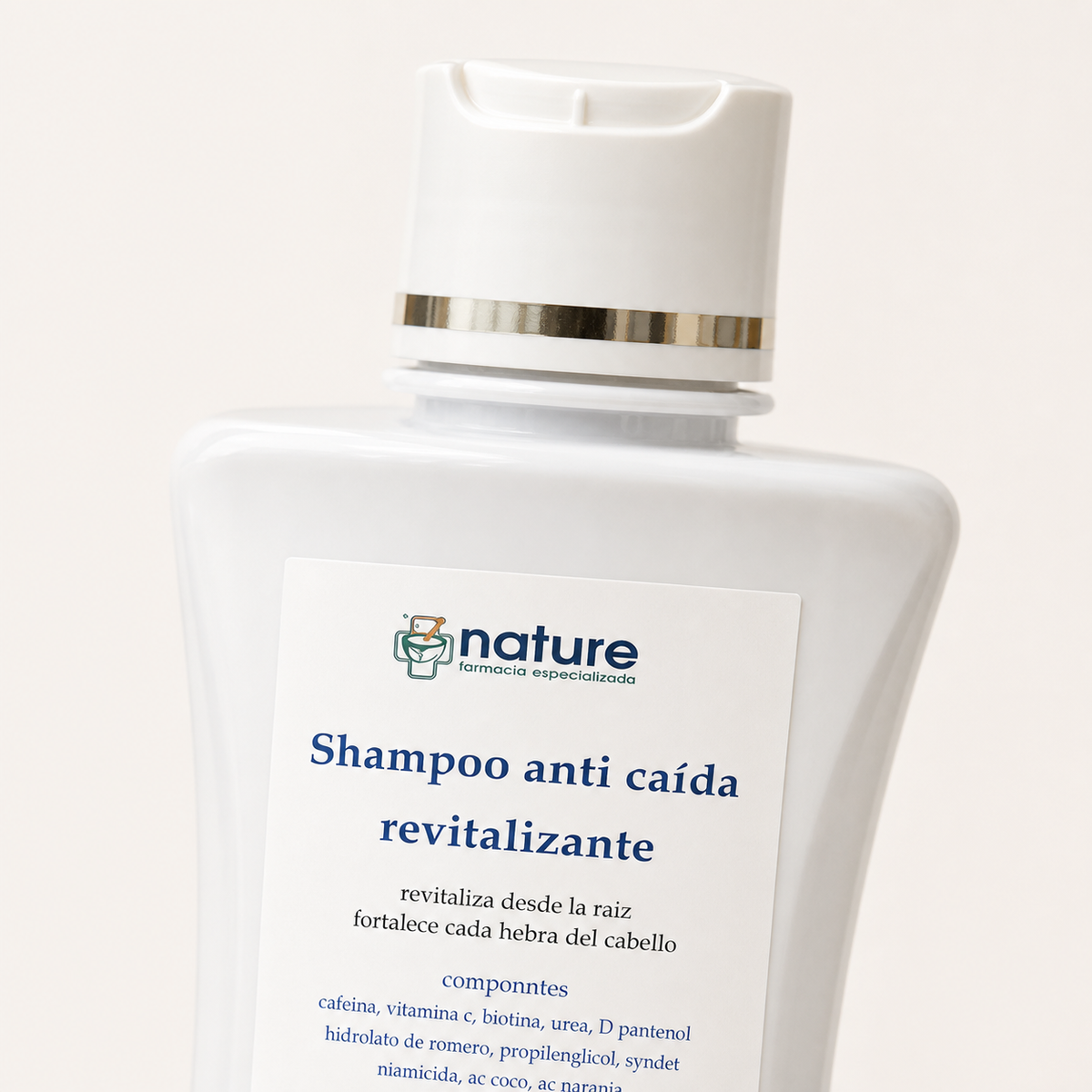 Shampoo Anticaída Revitalizante — detalle de la etiqueta