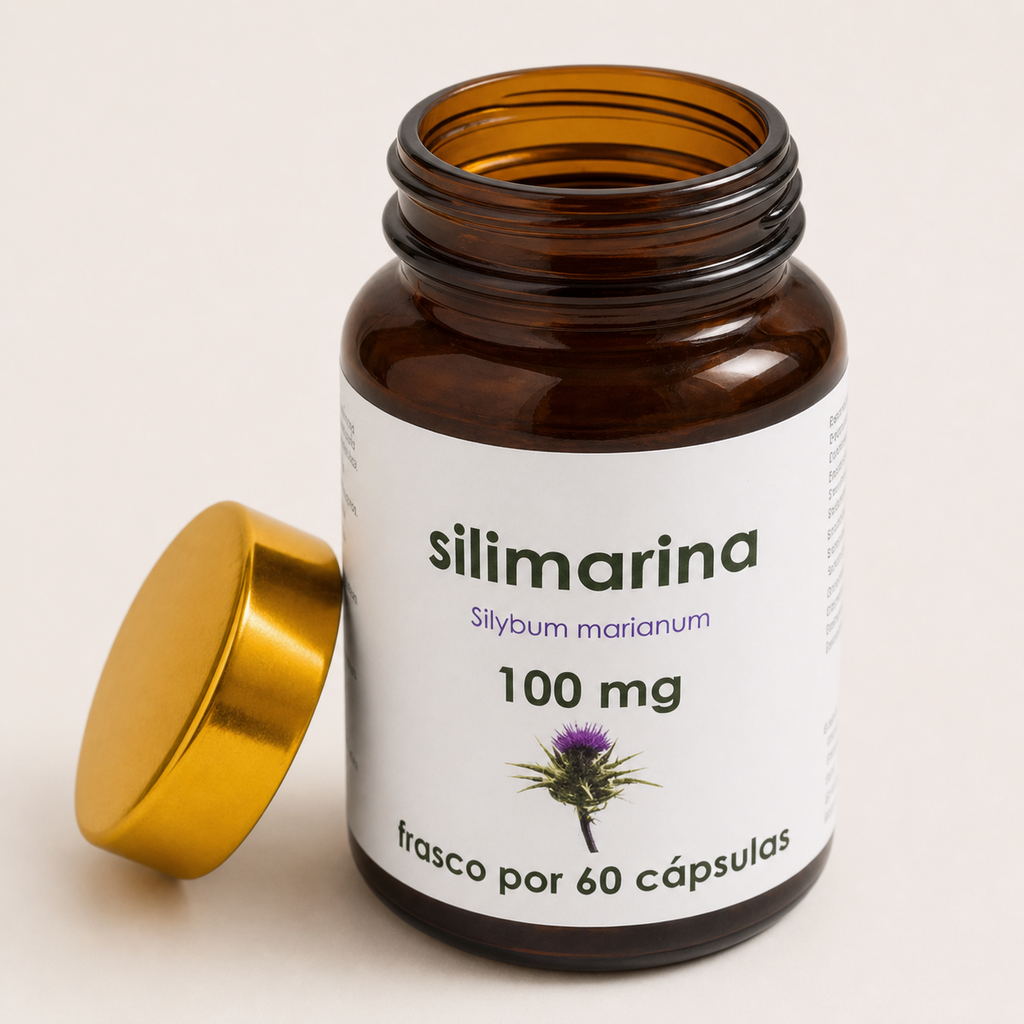 Silimarina — el envase abierto, con la tapa al costado