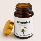 Silimarina — el envase abierto, con la tapa al costado