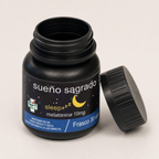 Sueño Sagrado — el envase abierto, con la tapa al costado