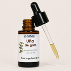 Uña de Gato — el envase abierto, con el gotero apoyado