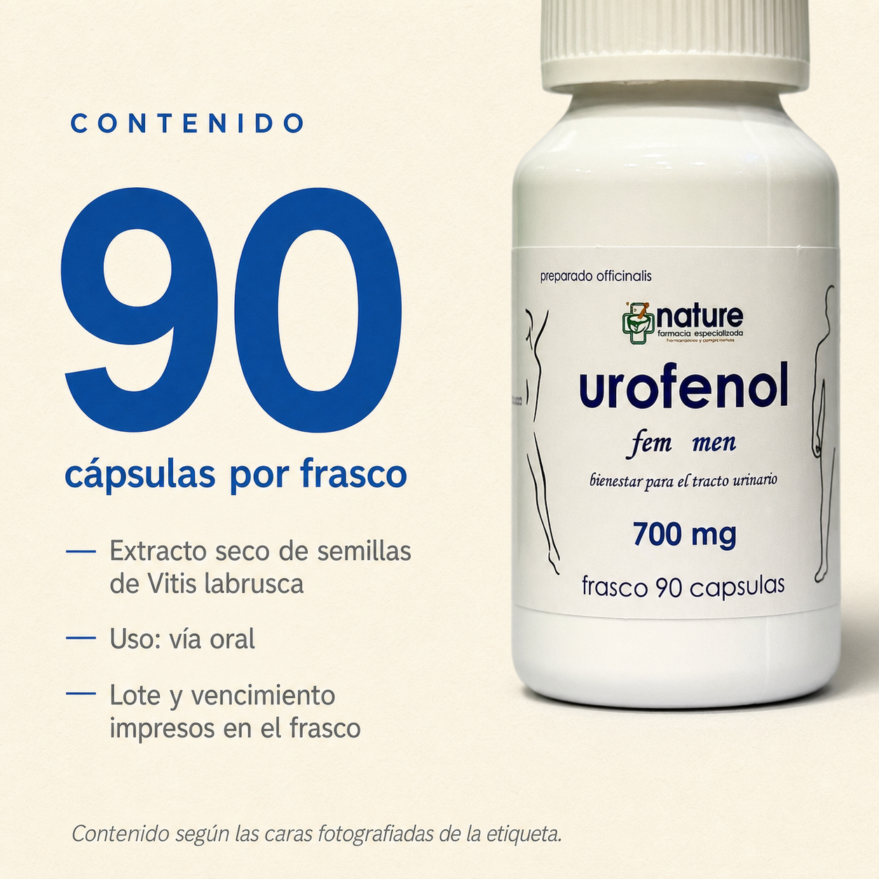 Urofenol — 90 cápsulas por frasco